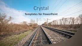  Presentation with train - Beautiful PPT layouts featuring train-rails-in-country-landscape backdrop and a light blue colored foreground