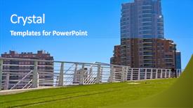  Presentation with vintage steam powered railway train - Cool new PPT theme with train railway with green turf backdrop and a teal colored foreground