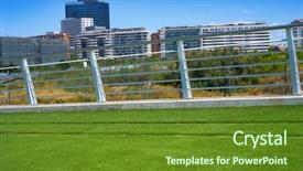  Presentation with train - Beautiful slides featuring train railway with green turf backdrop and a tawny brown colored foreground
