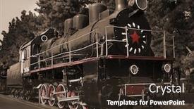  Presentation with train - Slides having olden times - train retro background and a tawny brown colored foreground