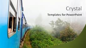 Presentation with train - Colorful presentation theme enhanced with train ride from ella to kandy among tea plantations in the highlands of sri lanka backdrop and a pink colored foreground