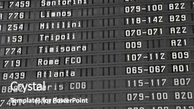  Presentation with airport terminal - Audience pleasing presentation theme consisting of train schedule - flight information board in airport backdrop and a dark gray colored foreground