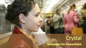  Presentation with train - PPT layouts with train seat - young woman in subway background and a tawny brown colored foreground