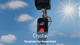  Presentation with stop light - Presentation theme having train-signal-outdoors-against and a teal colored foreground