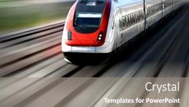  Presentation with tracks - Amazing slide deck having train-speeding-along-its-tracks backdrop and a  colored foreground