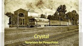  Presentation with aging - Theme enhanced with train station - aging photography background and a tawny brown colored foreground