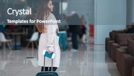  Presentation with airport - Cool new slides with train station - traveller walking the airport hall backdrop and a gray colored foreground