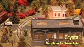  Presentation with train - Slides consisting of train station of a miniature background and a tawny brown colored foreground