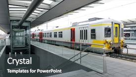  Presentation with station - PPT theme consisting of train station background and a dark gray colored foreground