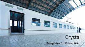  Presentation with platform design - Cool new presentation theme with train stay on wet platform backdrop and a  colored foreground