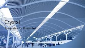  Presentation with vintage steam powered railway train - Slide set with train stop at railway station background and a  colored foreground