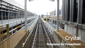  Presentation with tracks - Beautiful PPT theme featuring train tracks connecting minneapolis airport backdrop and a tawny brown colored foreground