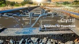  Presentation with train bridge - Theme consisting of train-tracks-mechanism-changing-lanes background and a violet colored foreground