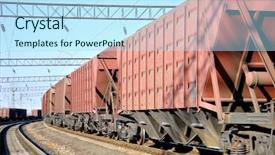  Presentation with rail freight transportation - Amazing PPT theme having train transportation of cargoes backdrop and a sky blue colored foreground