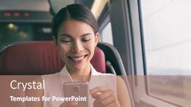  Presentation with train transport - Colorful PPT theme enhanced with train-travel-mobile-phone-asian backdrop and a coral colored foreground