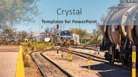  Presentation with train railway - Beautiful presentation design featuring train-wagon-for-goods-parked backdrop and a light blue colored foreground