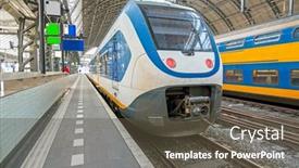  Presentation with waiting - PPT theme with train-waiting-at-central-station background and a tawny brown colored foreground