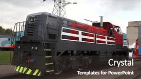  Presentation with train - PPT theme having train wheel - image of modern locomotive background and a tawny brown colored foreground