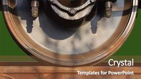  Presentation with train railway - Beautiful PPT theme featuring train wheel with fastening system backdrop and a tawny brown colored foreground