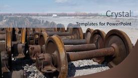  Presentation with metal recycling - PPT layouts having train wheels for metal recycling background and a light blue colored foreground