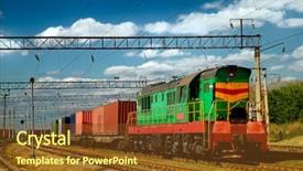  Presentation with train - Presentation design having train with containers background and a tawny brown colored foreground