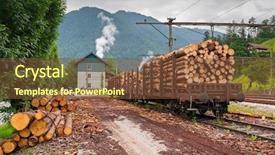 Presentation with train transport - Beautiful presentation theme featuring train with wood transport backdrop and a tawny brown colored foreground