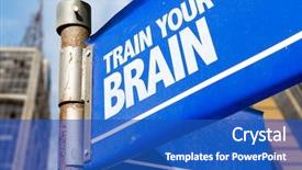  Presentation with train - Audience pleasing PPT theme consisting of train your brain written backdrop and a cobalt blue colored foreground