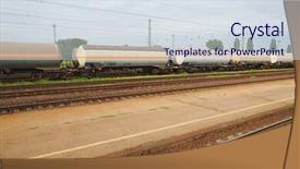  Presentation with train freight trains cargo - Presentation theme consisting of trained ressources - freight train passing background and a sky blue colored foreground