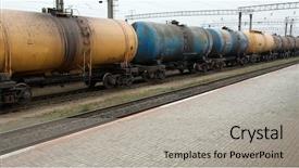  Presentation with train - Theme featuring trained ressources - fright train with dirty oil background and a light gray colored foreground