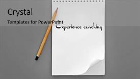  Presentation with experience - Beautiful slide deck featuring trained ressources - notebook and pencil on grey backdrop and a  colored foreground