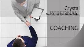  Presentation with shaking hands - Presentation design with trained ressources - personal coaching concept two businessmen background and a light gray colored foreground