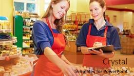  Presentation with inventory - Colorful presentation design enhanced with trainee-helps-store-manager backdrop and a red colored foreground