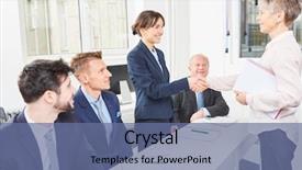  Presentation with assessment center - Slide set consisting of trainee shares handshake in assessment background and a ocean colored foreground