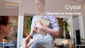  Presentation with waitress - Theme featuring trainee waitress listening to complaint background and a coral colored foreground