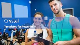  Presentation with train the trainer - Cool new slide deck with trainer and athlete reading workout backdrop and a  colored foreground