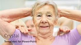  Presentation with rehab - Beautiful slide deck featuring trainer-gives-an-old-woman backdrop and a coral colored foreground