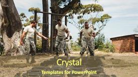  Presentation with boot camp - Theme having trainer giving training to military background and a violet colored foreground