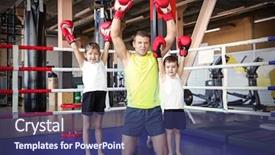  Presentation with boxing ring - Cool new presentation theme with children with trainer in boxing backdrop and a ocean colored foreground
