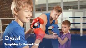  Presentation with boxing ring - Amazing presentation design having boys with trainer on boxing backdrop and a  colored foreground