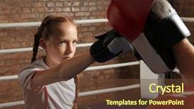  Presentation with boxing ring - Beautiful PPT theme featuring girl with trainer on boxing backdrop and a  colored foreground
