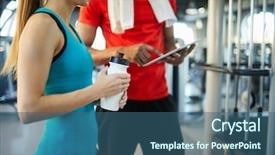  Presentation with plastic beads in water - Slides enhanced with trainer or mate at break background and a  colored foreground