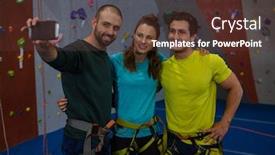  Presentation with athletes - Colorful presentation enhanced with trainer-taking-selfie-with-athletes backdrop and a tawny brown colored foreground