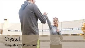  Presentation with self defense - PPT layouts having trainer working out self defense background and a coral colored foreground