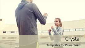  Presentation with self defense - Audience pleasing PPT layouts consisting of trainer working out self defense backdrop and a soft green colored foreground