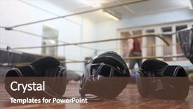  Presentation with boxing ring - Slide set consisting of trainig - boxing helmet and gloves are background and a  colored foreground