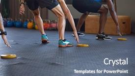  Presentation with anonymous - PPT theme featuring training - anonymous people reaching lunging background and a gray colored foreground