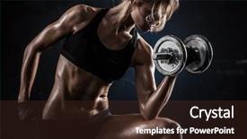  Presentation with brutal strong bodybuilder athletic fitness - Cool new PPT layouts with training - brutal athletic woman pumping up backdrop and a wine colored foreground