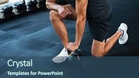  Presentation with mens fashion portrait - Amazing PPT theme having training - fashion portrait of man backdrop and a ocean colored foreground