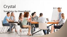  Presentation with business training - Slide deck enhanced with training - group of people with business background and a white colored foreground