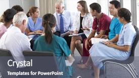  Presentation with medical training - Colorful presentation theme enhanced with training - medical staff seated in circle backdrop and a gray colored foreground